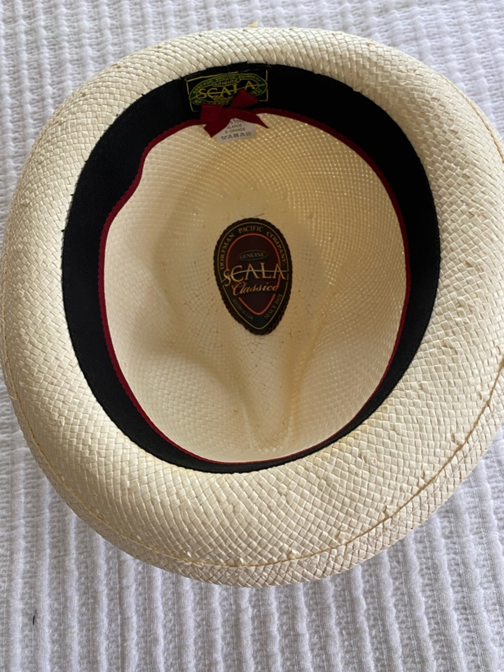 Scala Men’s Straw Fedora in Cream with Black Inner Band and Red Trim